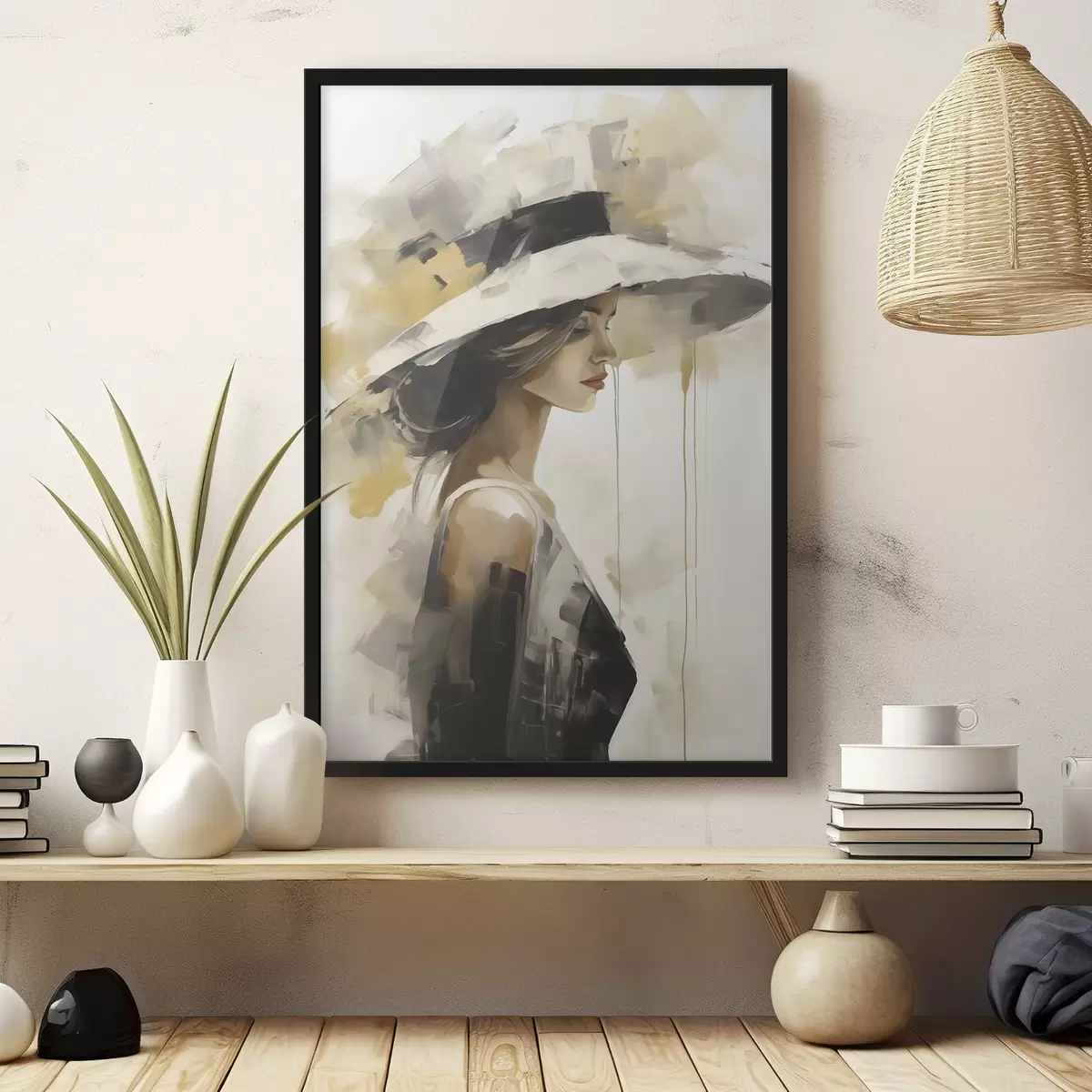 Poster Giovane donna con il cappello, riproduzione di un dipinto f50846