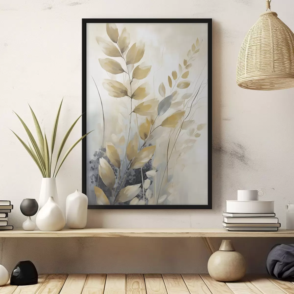 Poster Ramo con foglie, dipinto in stile imitazione f50851