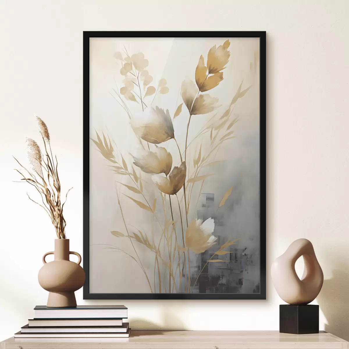 Poster Ramo decorativo con foglie, imitazione di un dipinto f50852