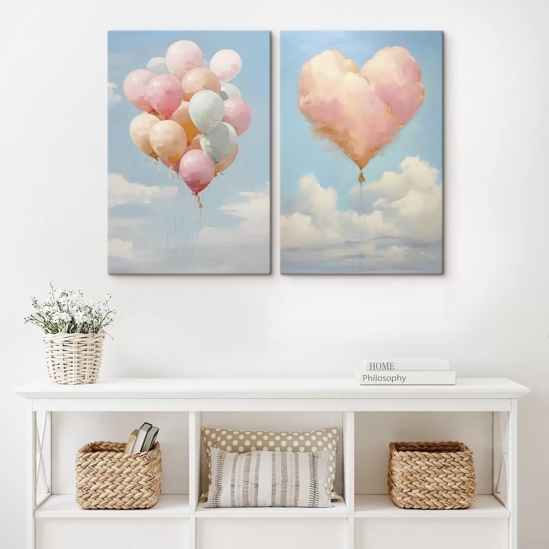 Quadro Cuore e palloncini, imitazione di un dipinto nr. m31030