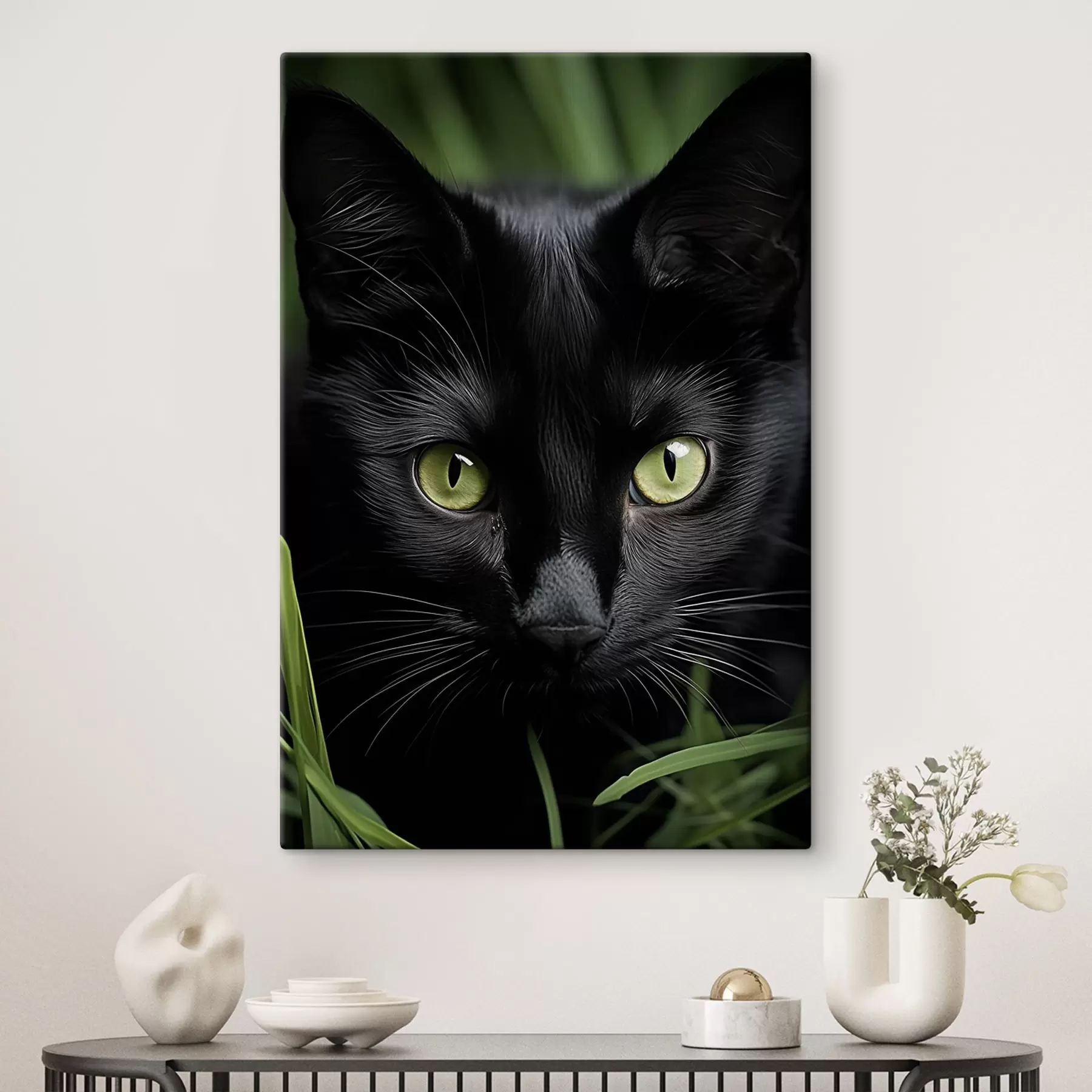 carta da parati Lo sguardo del gatto nero ai tropici nr. s50761