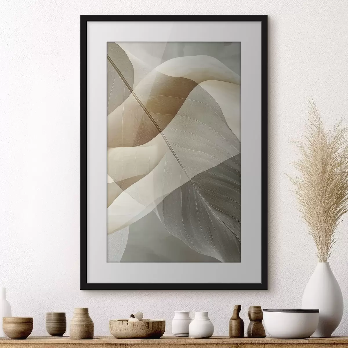 Poster Astrazione fluida in beige f50740