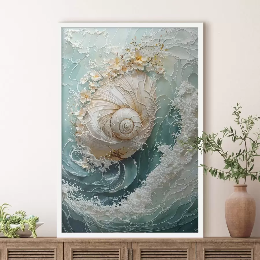 carta da parati Conchiglia madreperlata con motivo a onde del mare nr. f50741