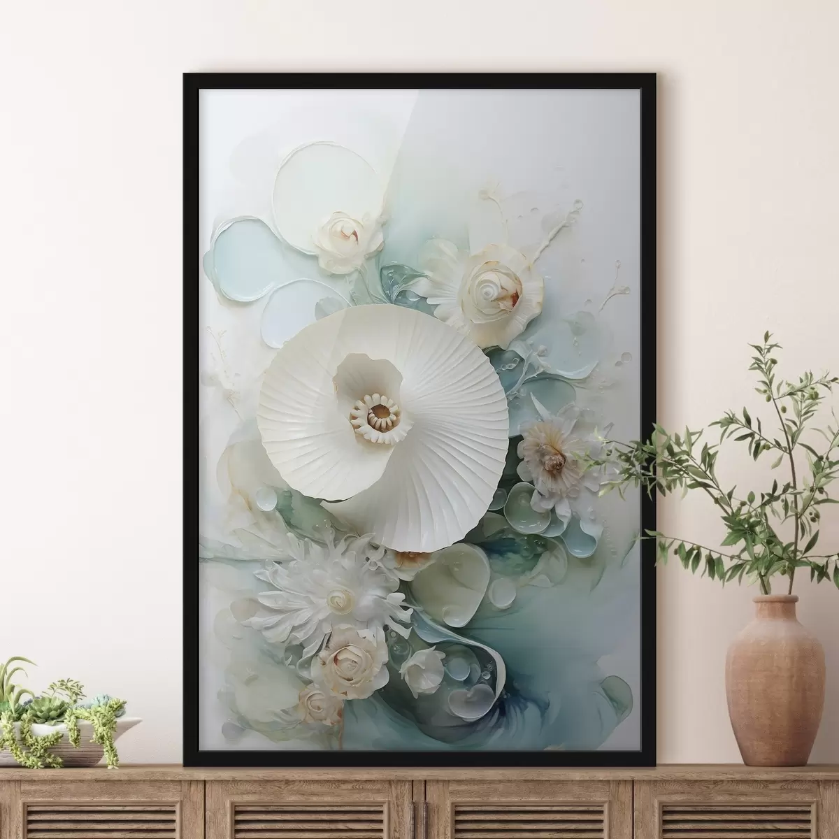 Poster Ninfea bianca in acque color smeraldo f50742
