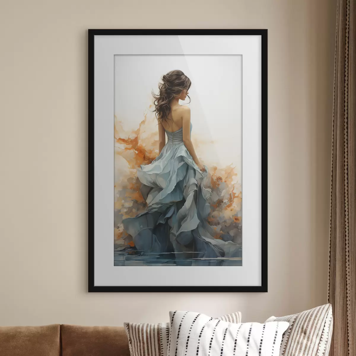 Poster Donna con un abito blu svolazzante f50747