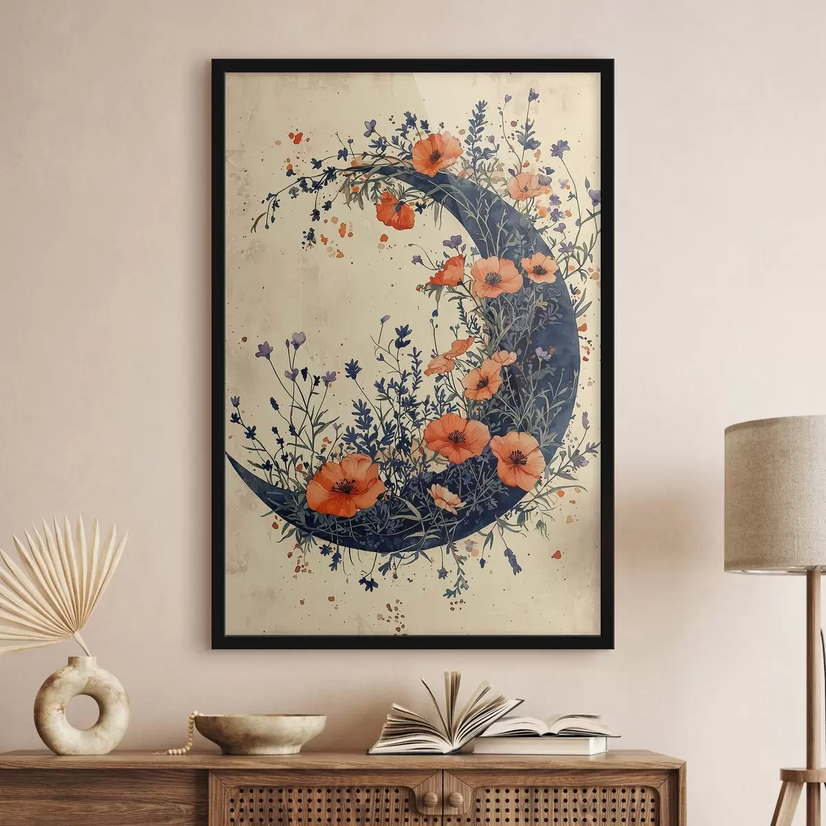 Poster Luna crescente tra i fiori selvatici f50753
