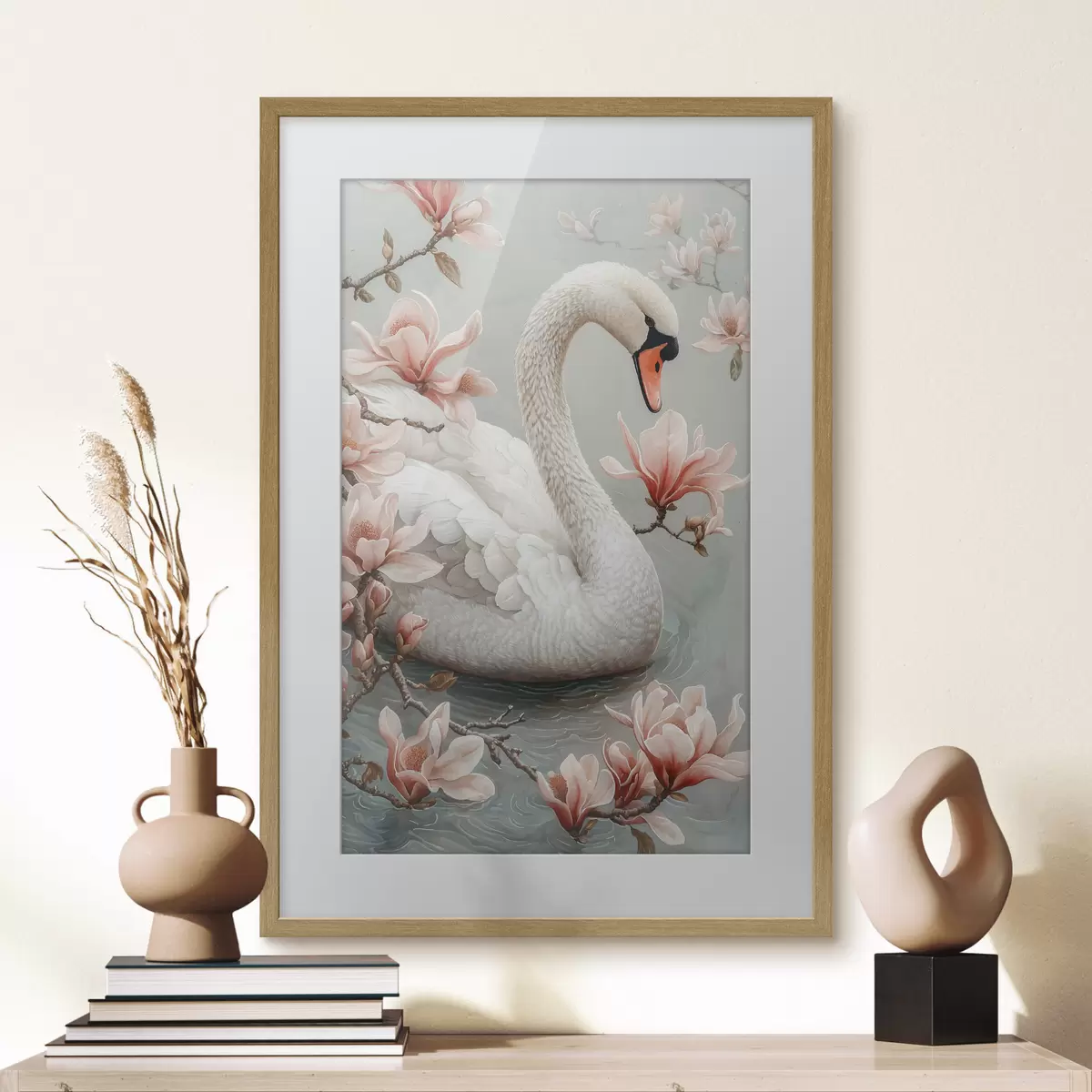 Poster Grazia candida come la neve in riva all'acqua f50754
