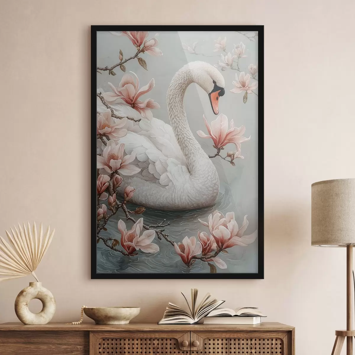 Poster Grazia candida come la neve in riva all'acqua f50754