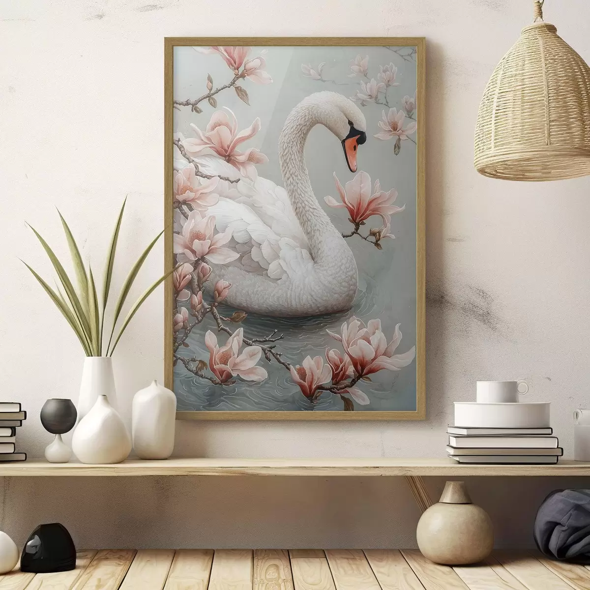 Poster Grazia candida come la neve in riva all'acqua f50754