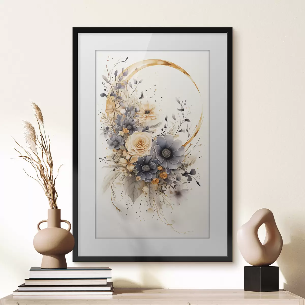 Poster Ghirlanda di fiori su sfondo chiaro f50756