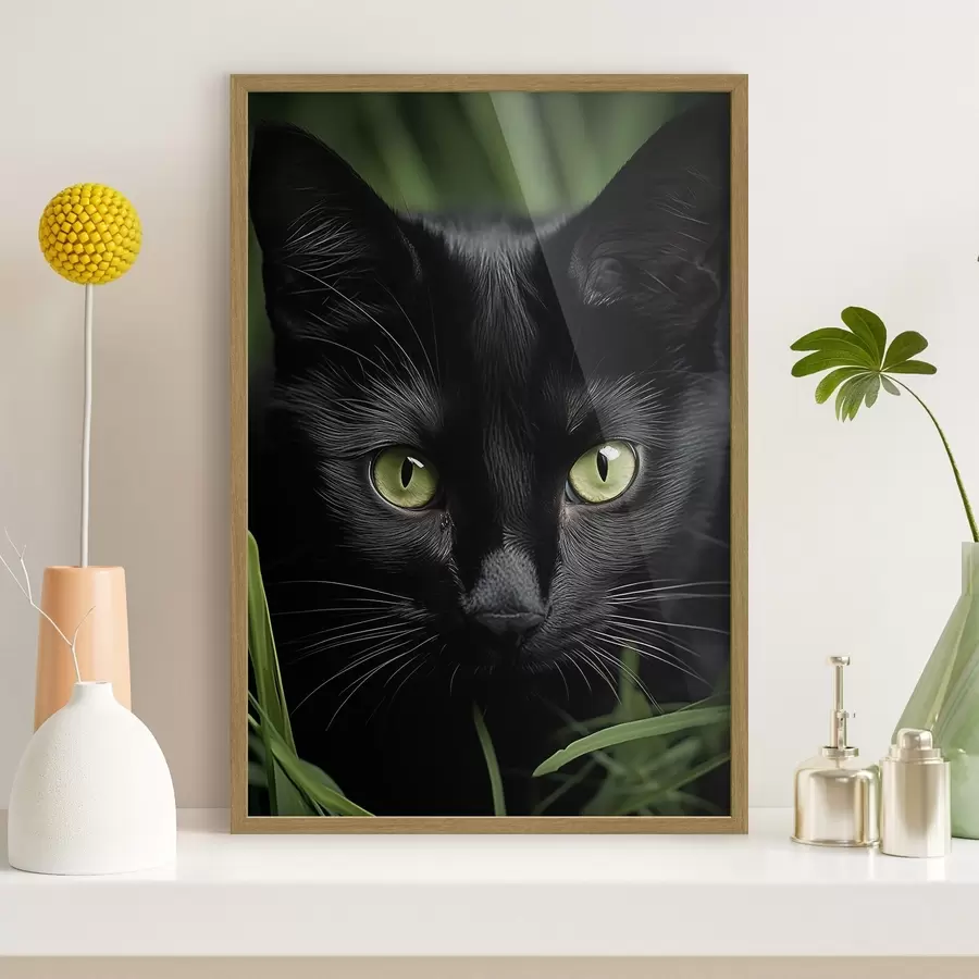 carta da parati Lo sguardo del gatto nero ai tropici nr. f50761