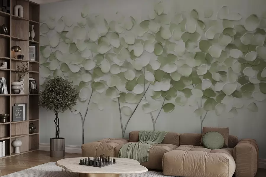 Carta da parati nature Alberi stilizzati, imitazione di un dipinto 