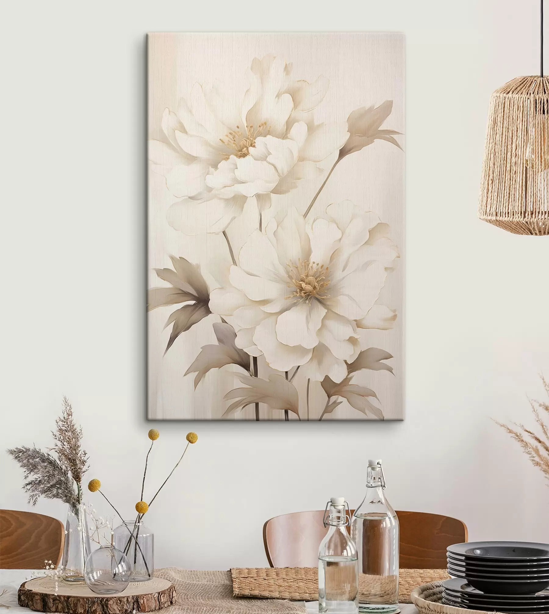 Quadro Fiori avorio nella luce tenue nr. s50912
