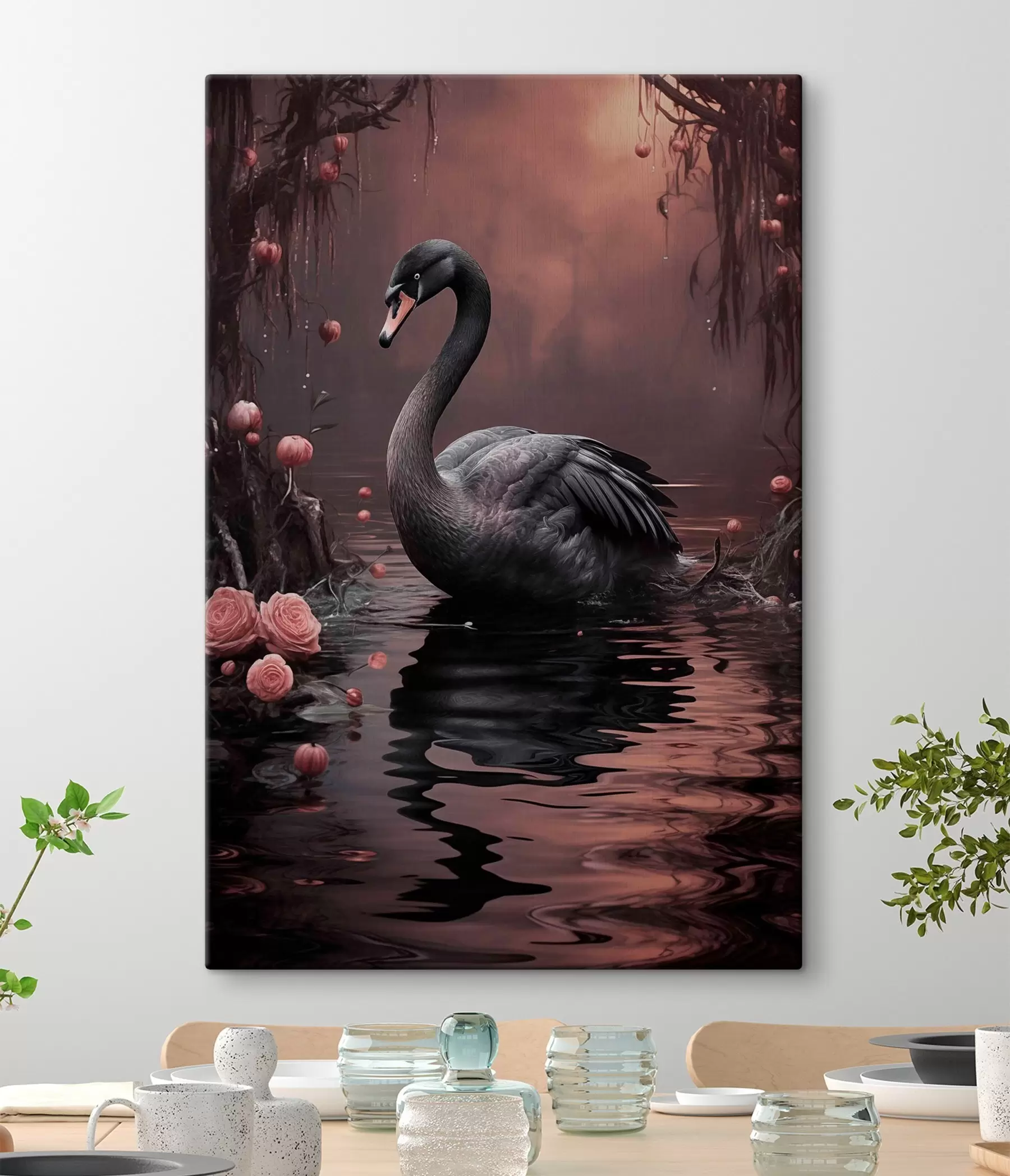 Quadro Cigno nero sulla superficie del lago nr. s50917