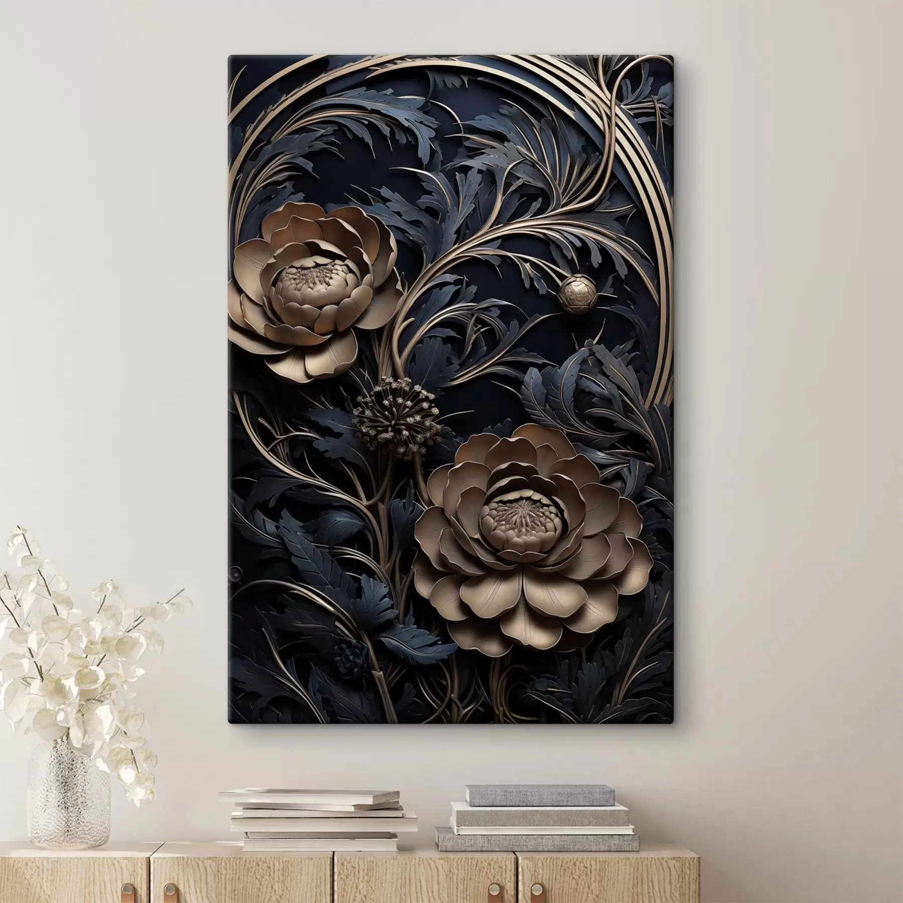 Quadro Fiori di bronzo sul nero nr. s50918