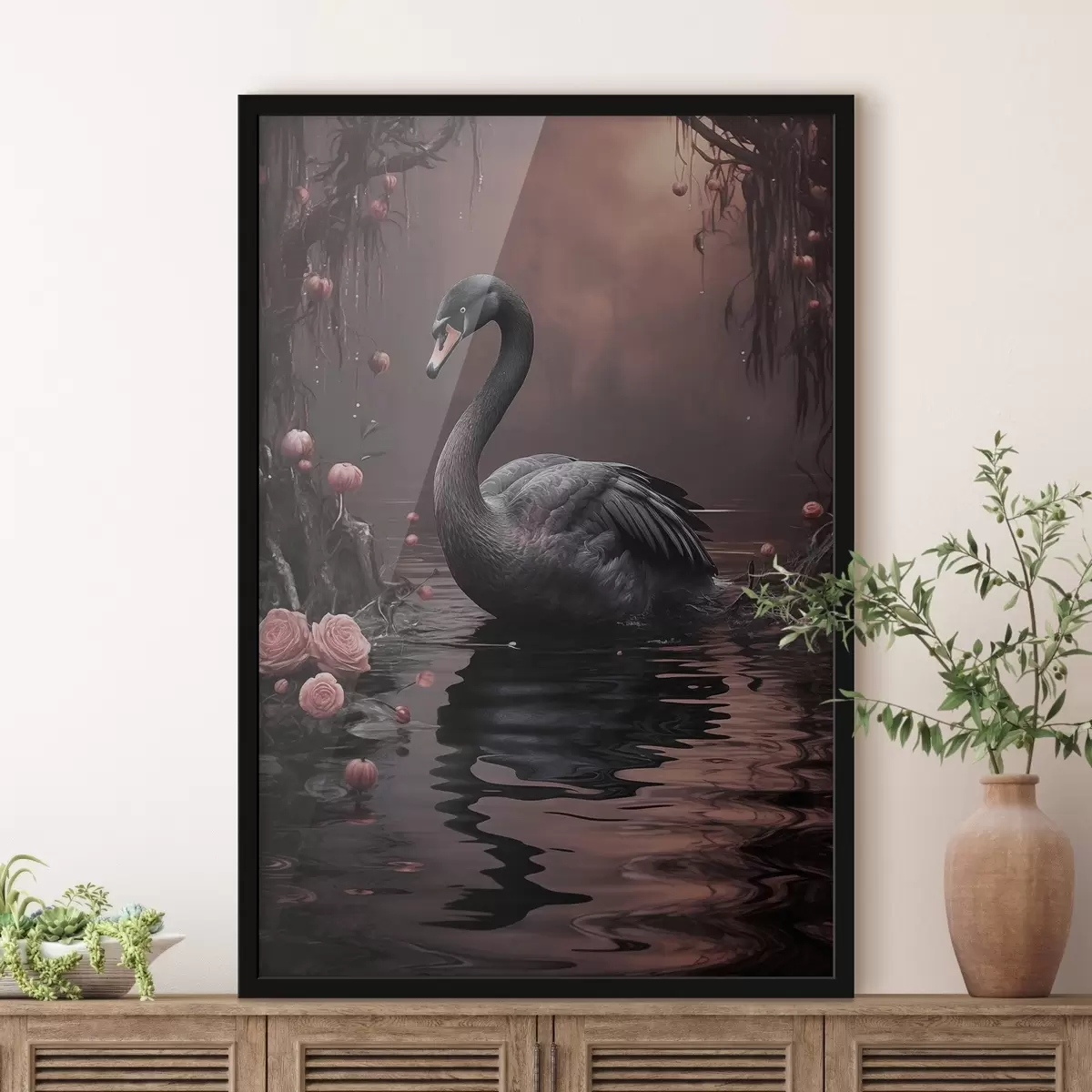 Poster Cigno nero sulla superficie del lago f50917