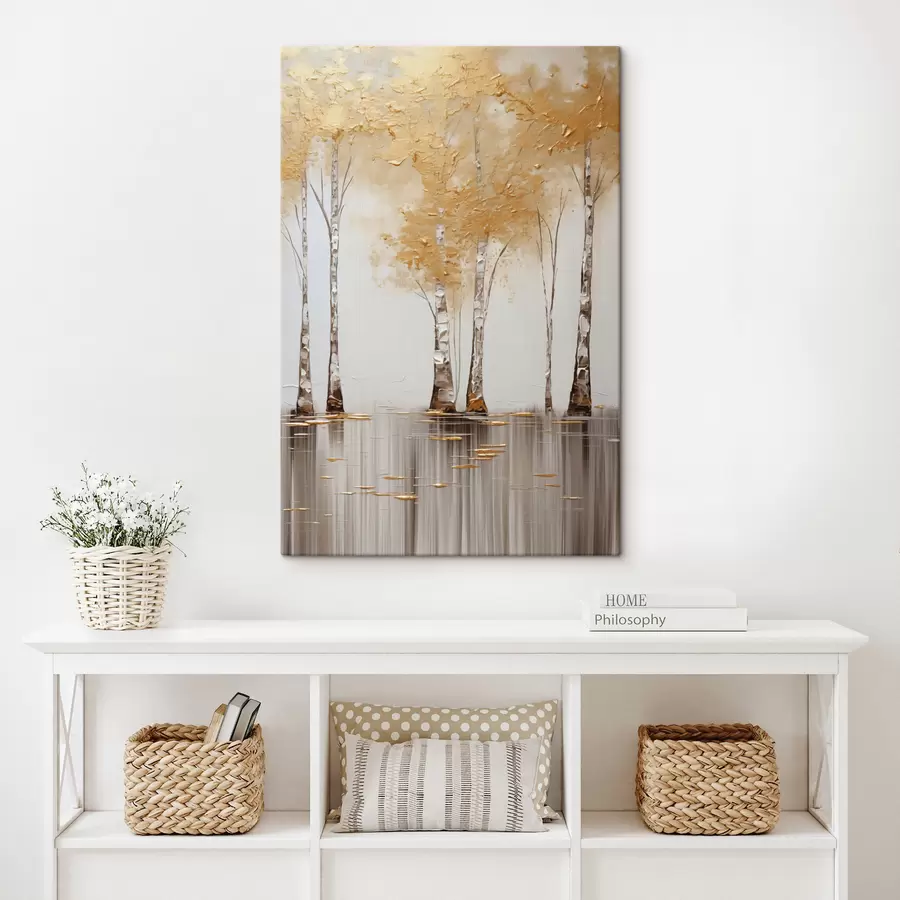 carta da parati Alberi dalla struttura particolare con fogliame astratto, arte moderna nr. s50954