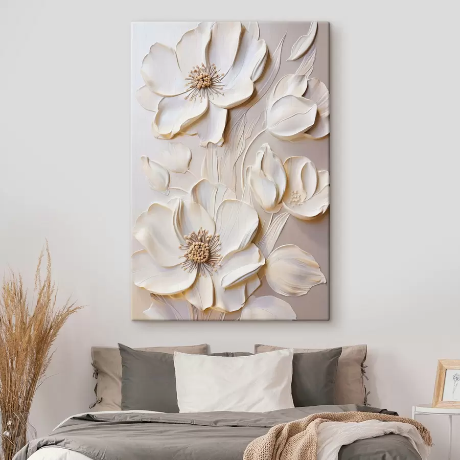 carta da parati Fiori color crema con petali dalla trama particolare, su uno sfondo tenue e chiaro nr. s50957