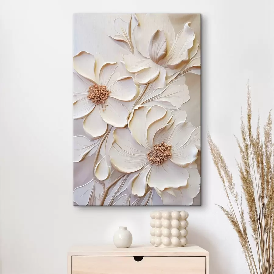 carta da parati Fiori color crema con petali dalla trama particolare, su uno sfondo tenue e chiaro nr. s50958