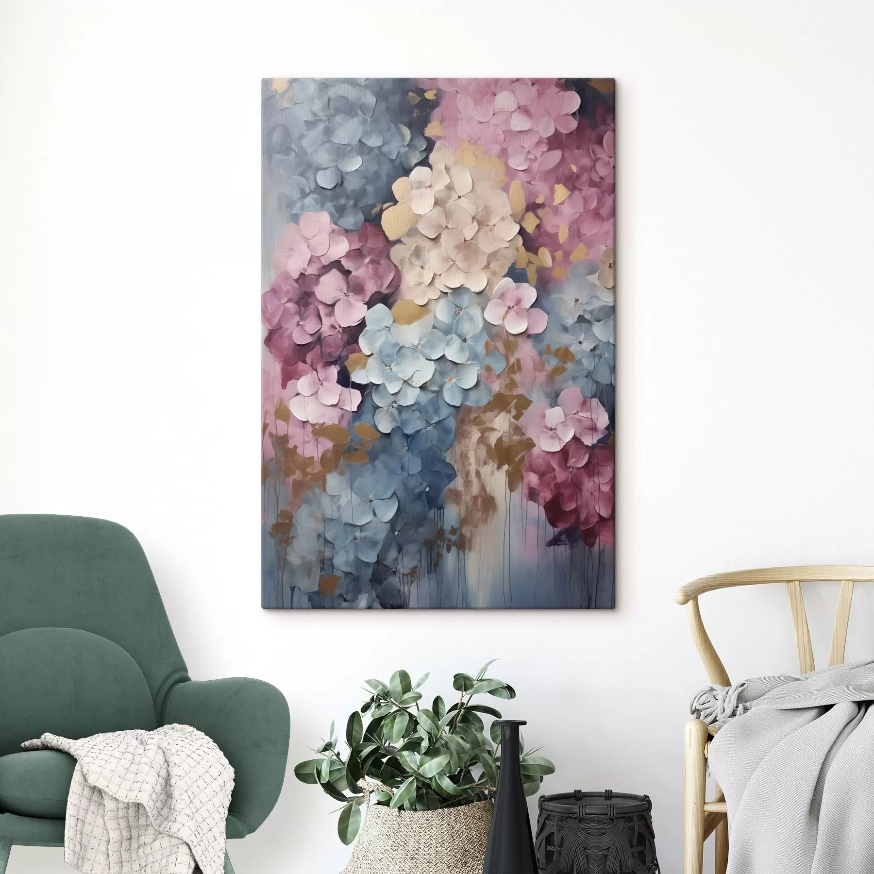 Quadro Ortensie su fondo rosa nr. s50968