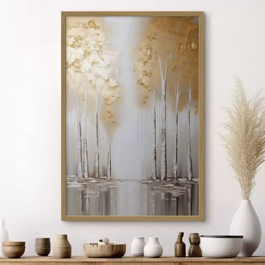 carta da parati Alberi dalla struttura particolare con fogliame astratto, arte moderna nr. f50953