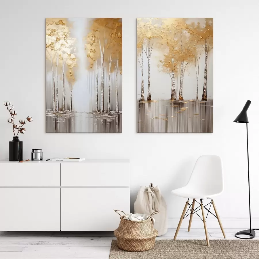 carta da parati Alberi dalla struttura particolare con fogliame astratto, arte moderna nr. m31043