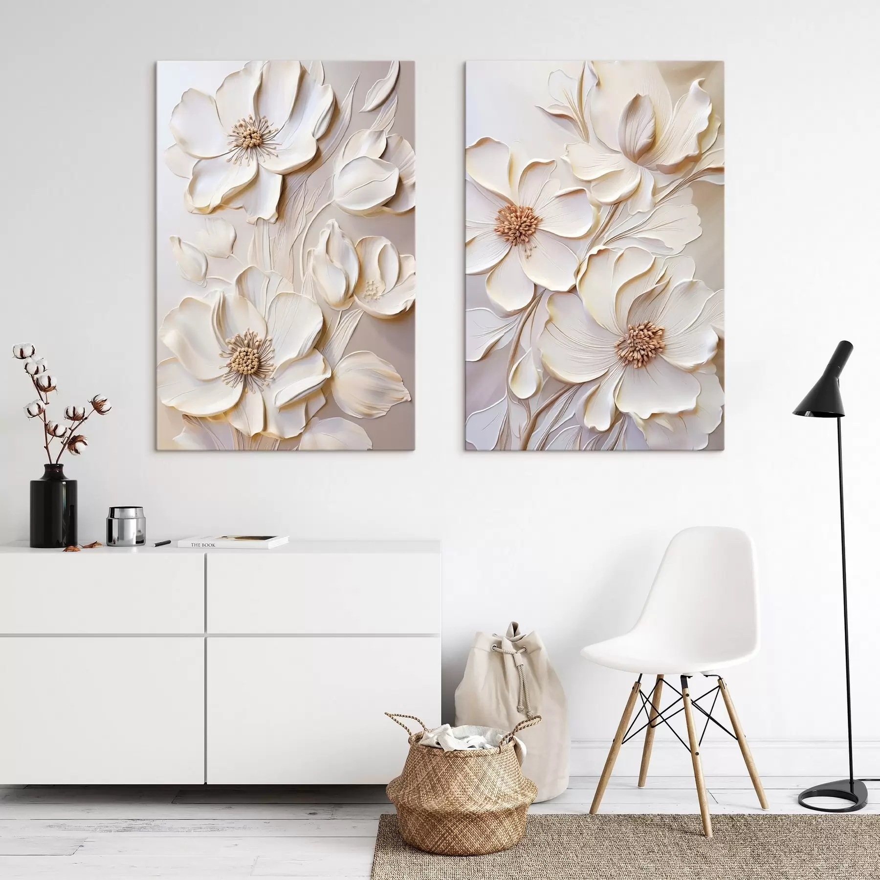 Quadro Fiori avorio in rilievo nr. m31045