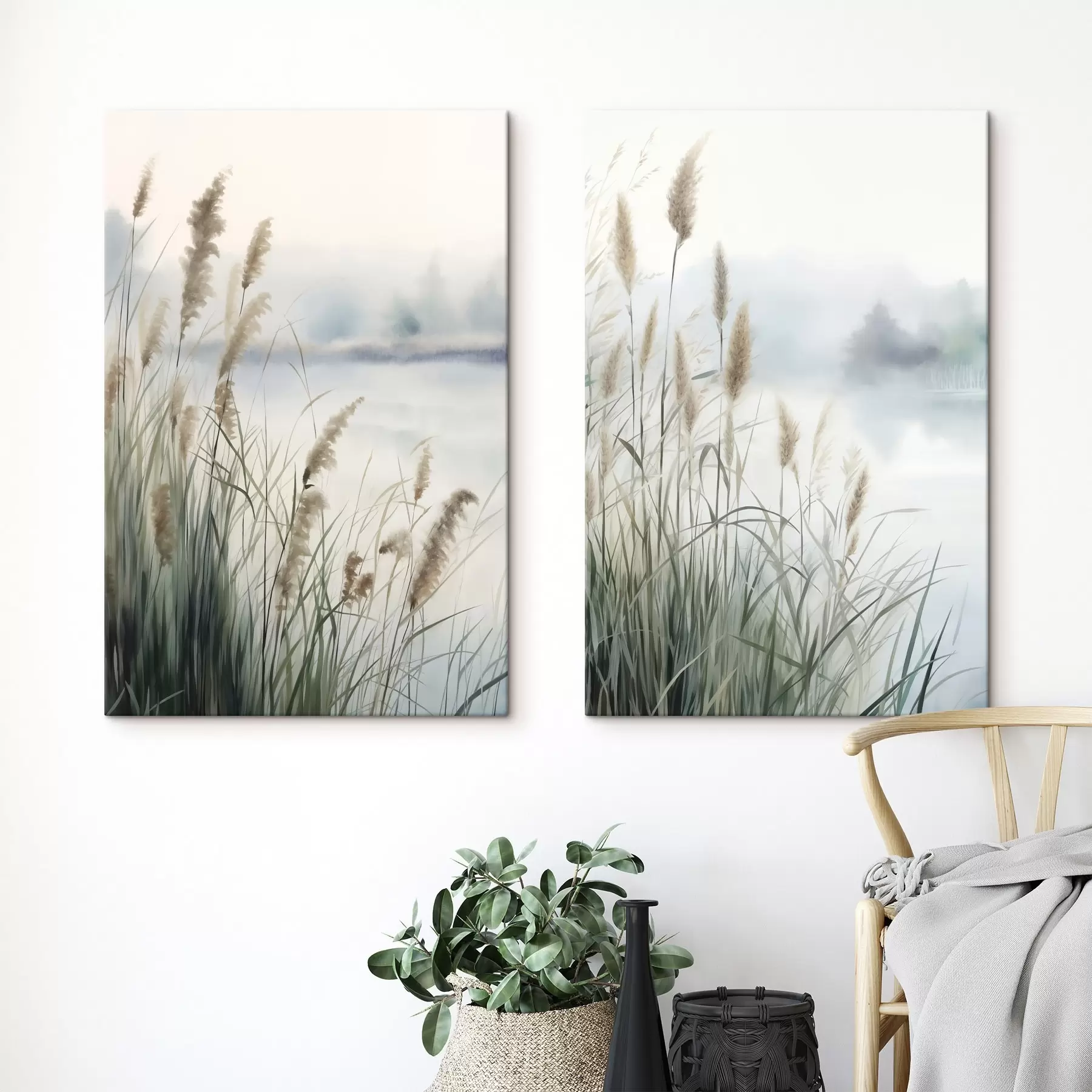 Quadro Canne del lago in due pannelli nr. m31048