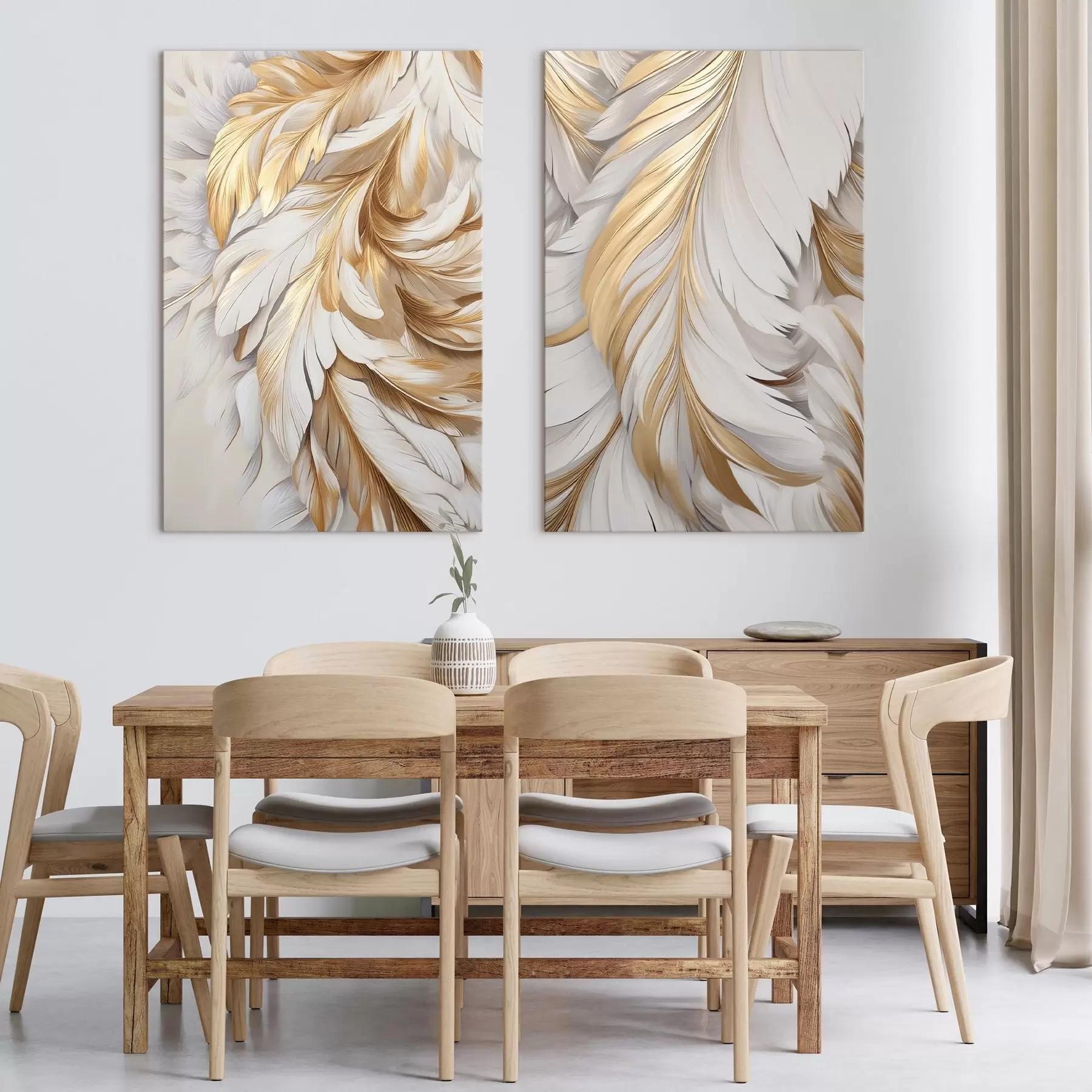 Quadro Piume avorio e oro nr. m31051
