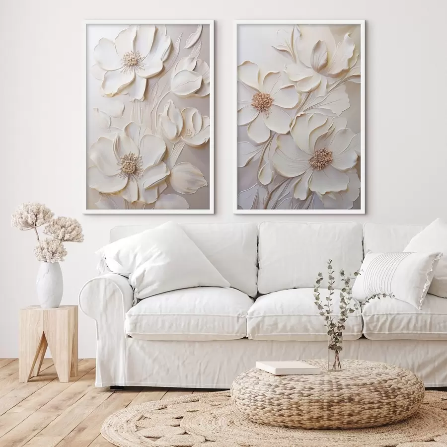 carta da parati Fiori color crema con petali dalla trama particolare, su uno sfondo tenue e chiaro nr. d31045