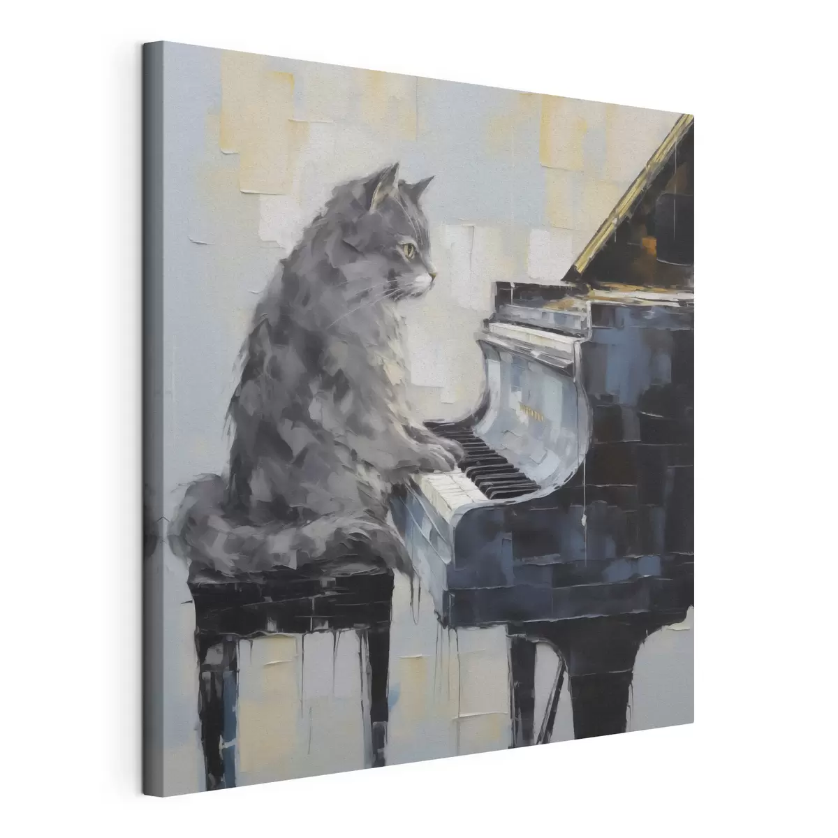 Quadro Gatto che suona il pianoforte a coda, in stile imitazione pittorica nr. s50989