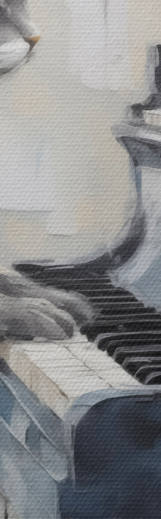 Quadro Gatto che suona il pianoforte a coda, in stile imitazione pittorica nr. s50989