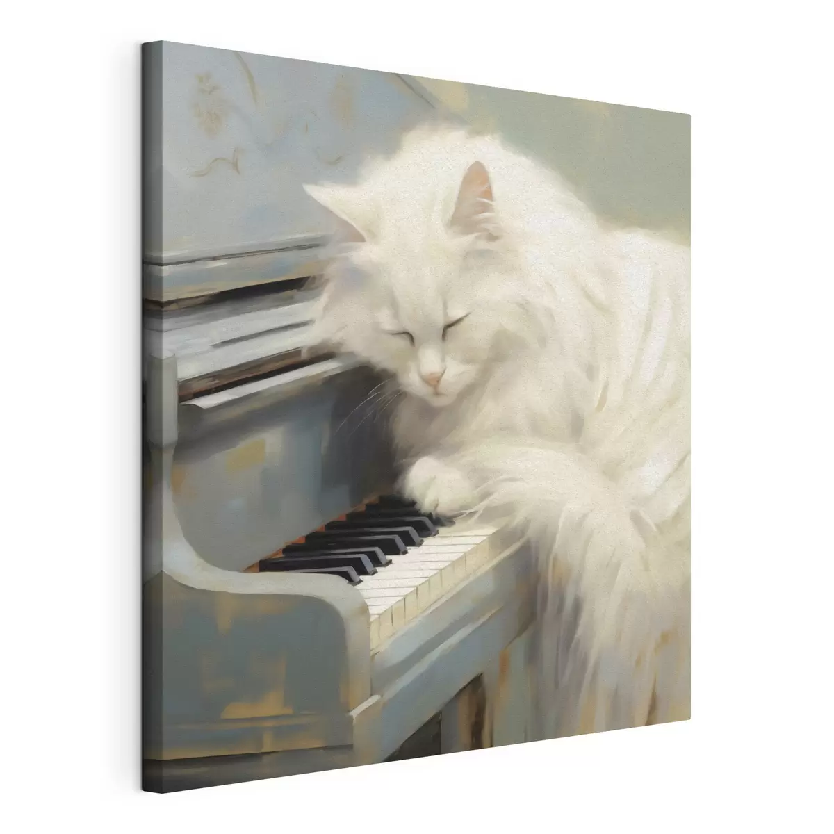 Quadro Gatto che dorme sui tasti di un pianoforte, riproduzione di un dipinto nr. s50990