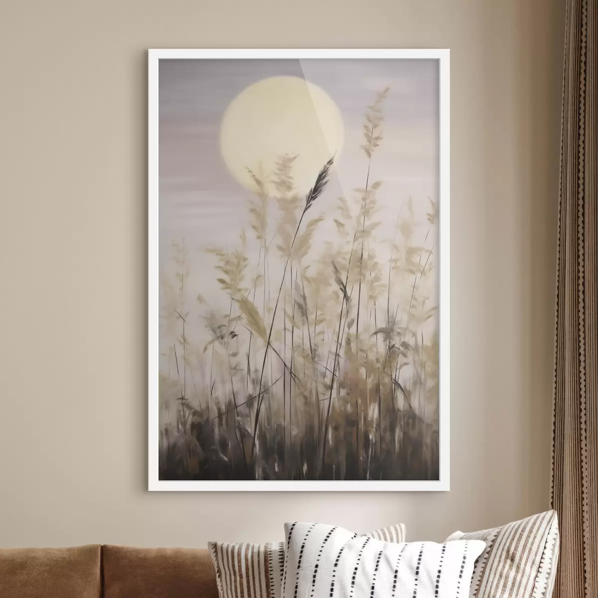 Poster Erbe astratte sullo sfondo della luna, imitazione di un dipinto f50985