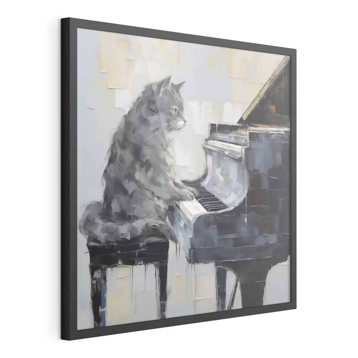 Poster Gatto che suona il pianoforte a coda, in stile imitazione pittorica f50989