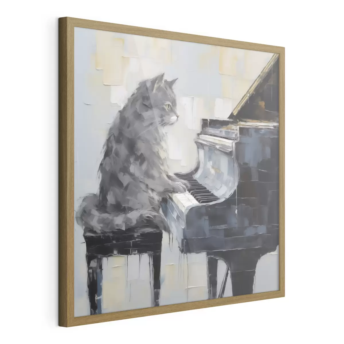 Poster Gatto che suona il pianoforte a coda, in stile imitazione pittorica f50989