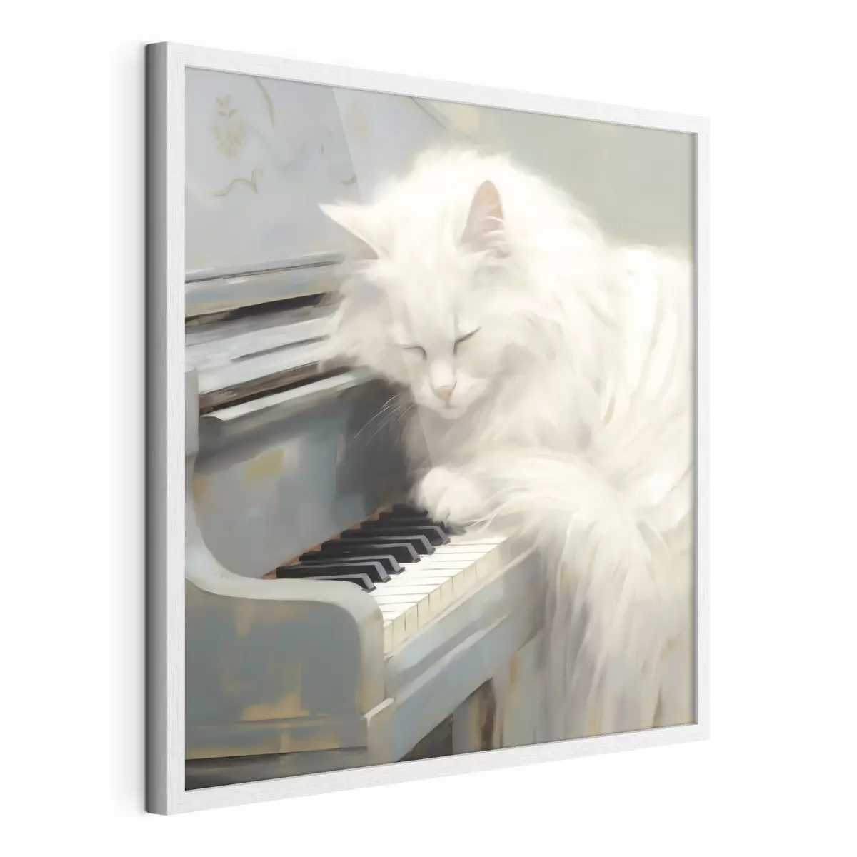 Poster Gatto che dorme sui tasti di un pianoforte, riproduzione di un dipinto f50990