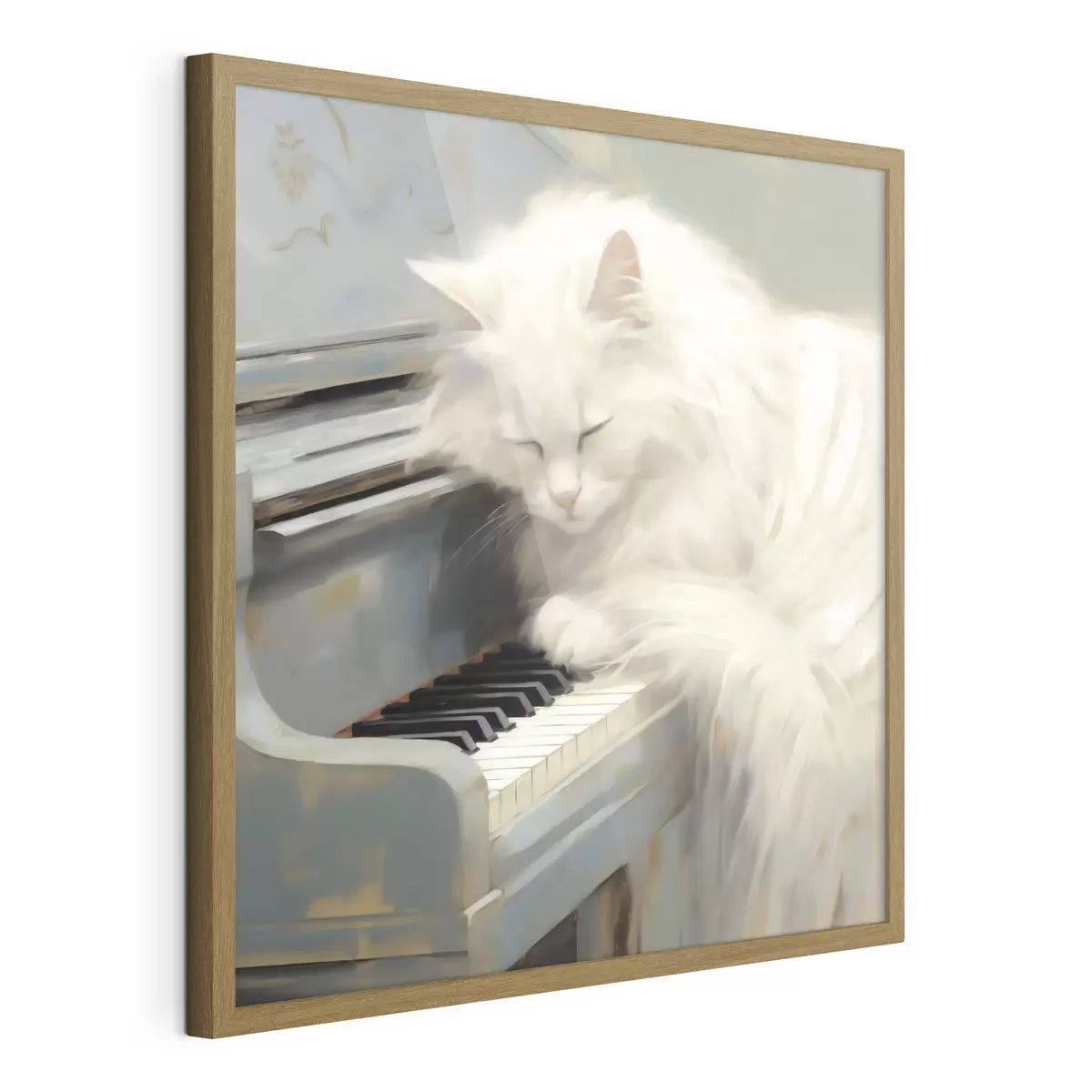 Poster Gatto che dorme sui tasti di un pianoforte, riproduzione di un dipinto f50990