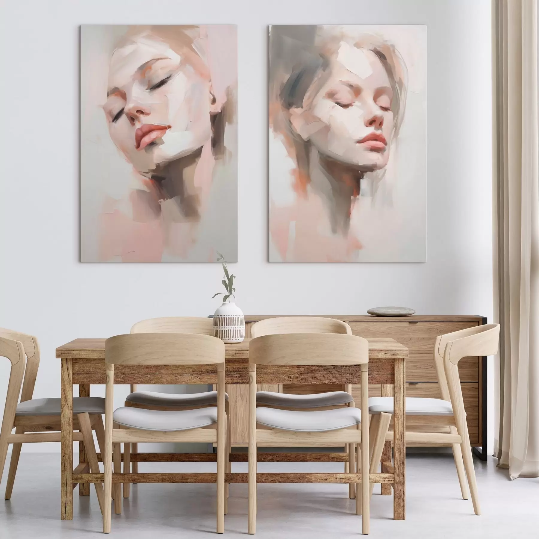 Quadro Volti a pennellate rosa nr. m31058