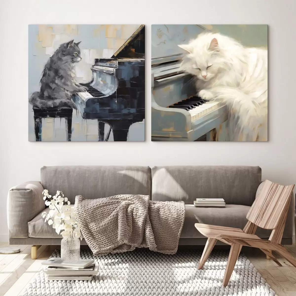 Quadro Gatto e pianoforte, dipinto in stile imitativo nr. m31064