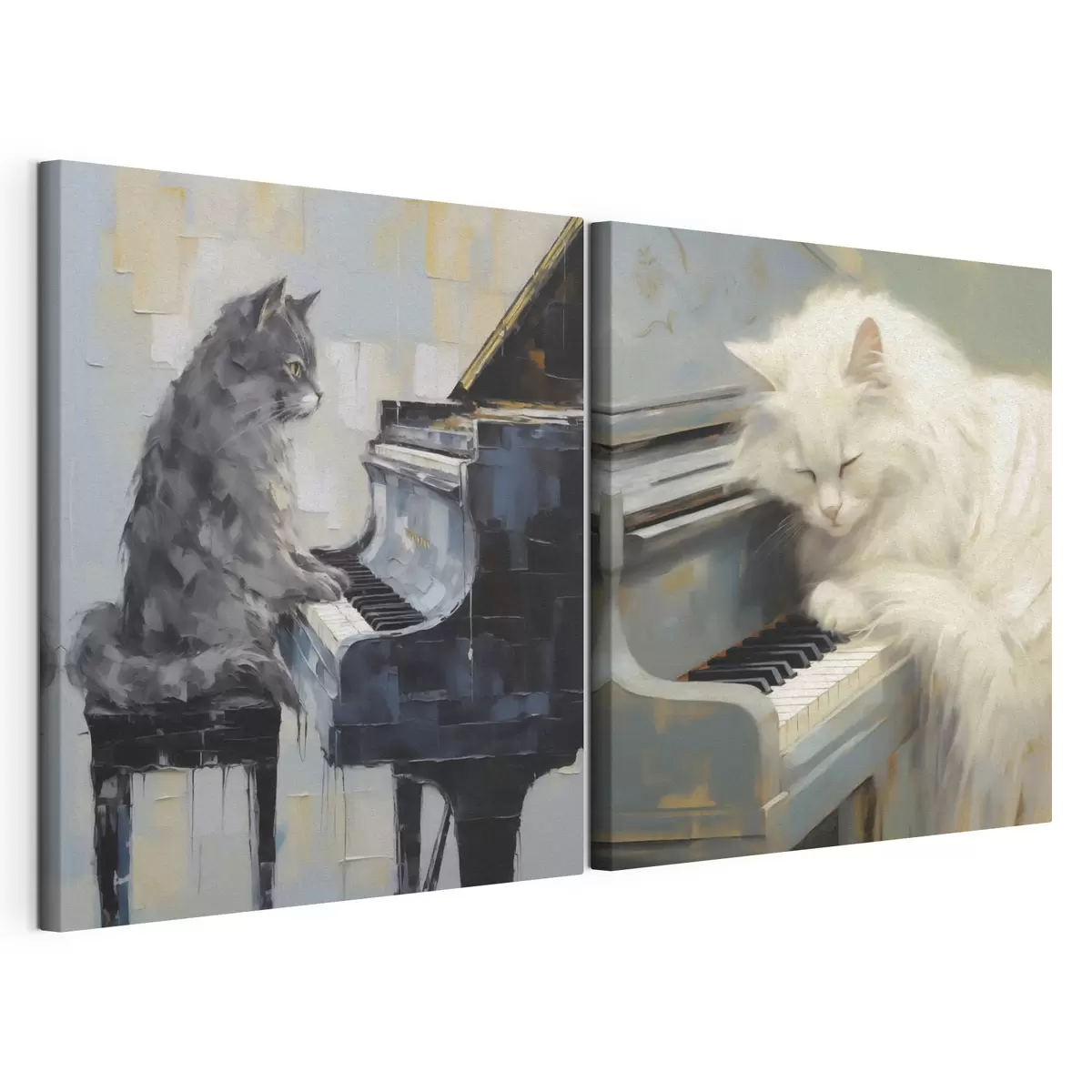 Quadro Gatto e pianoforte, dipinto in stile imitativo nr. m31064