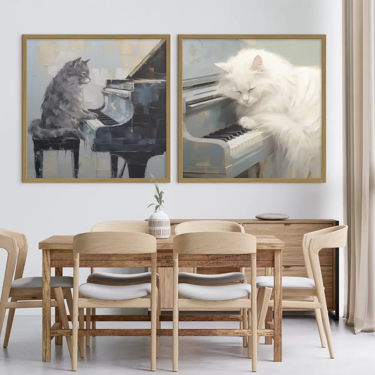 Poster Gatto e pianoforte, dipinto in stile imitativo d31064