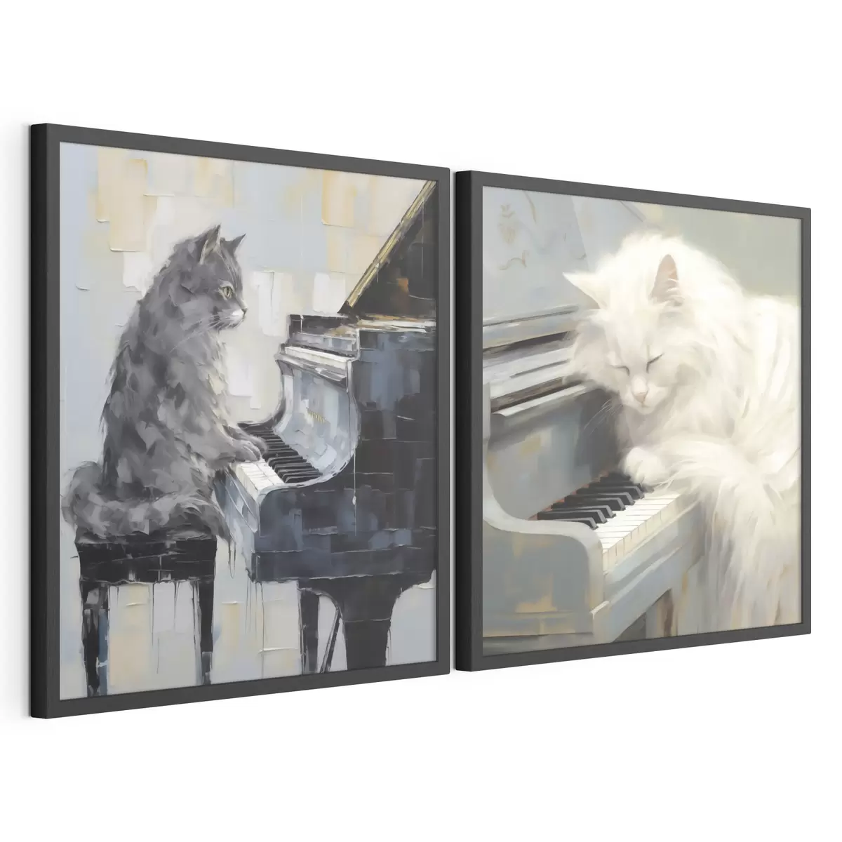 Poster Gatto e pianoforte, dipinto in stile imitativo d31064