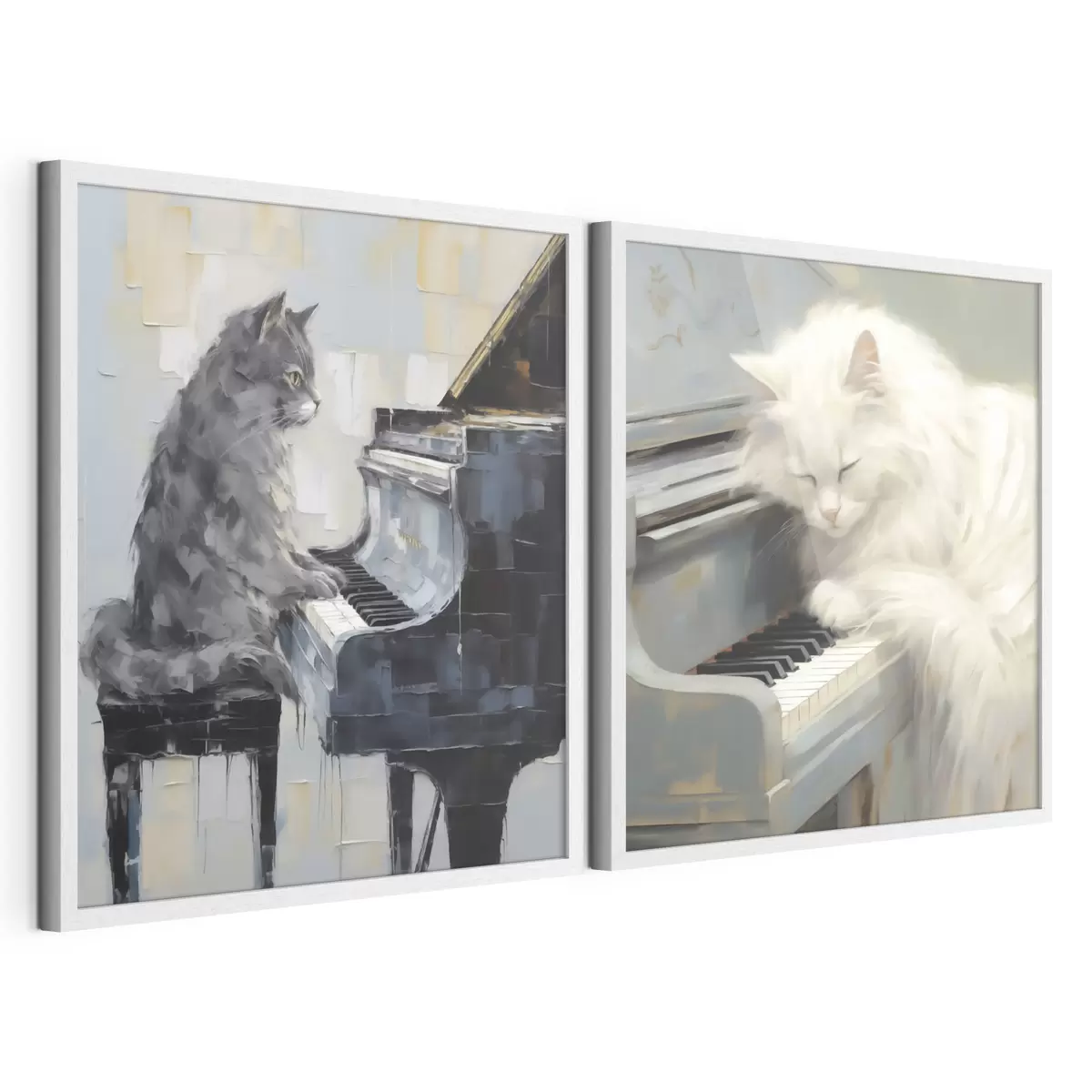 Poster Gatto e pianoforte, dipinto in stile imitativo d31064