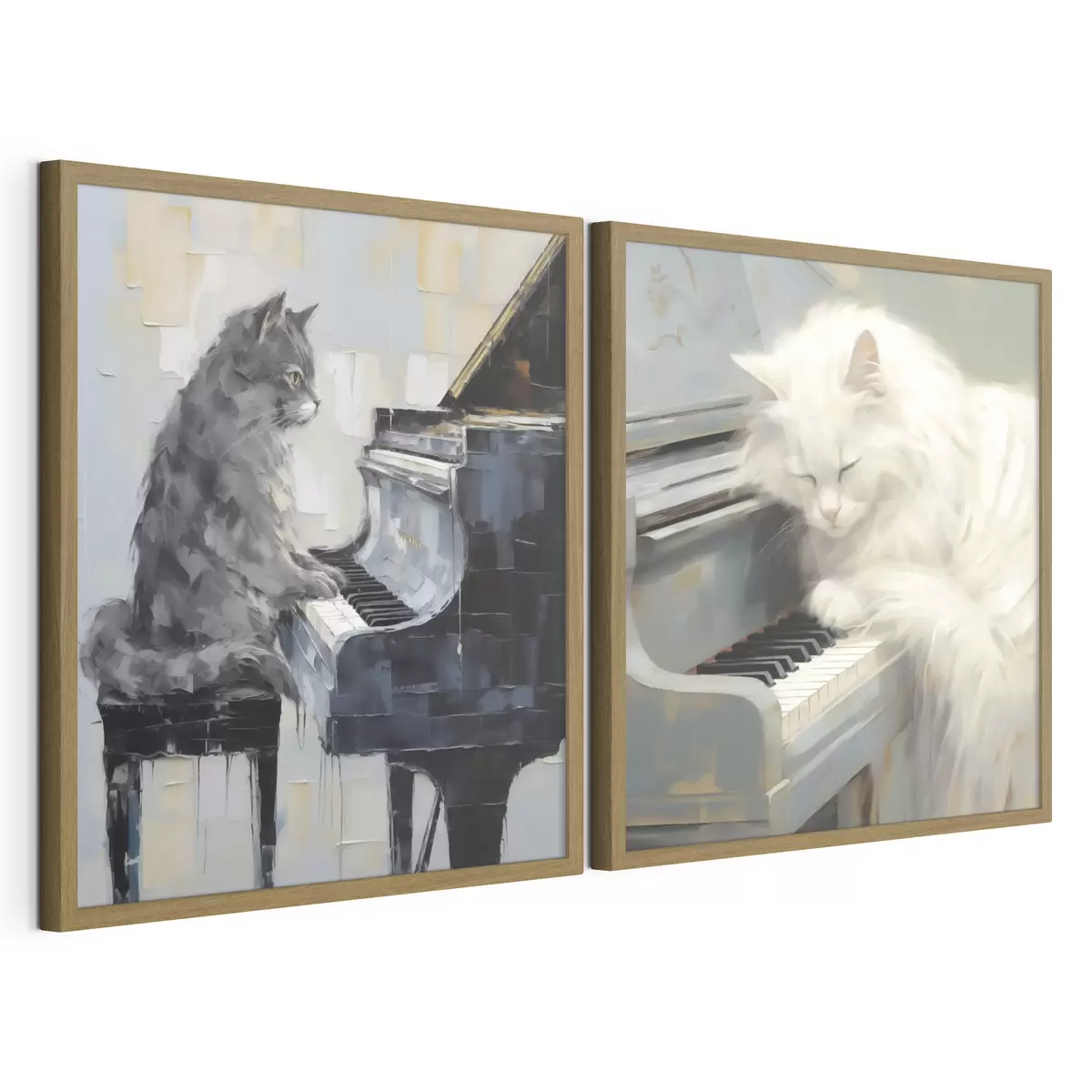 Poster Gatto e pianoforte, dipinto in stile imitativo d31064