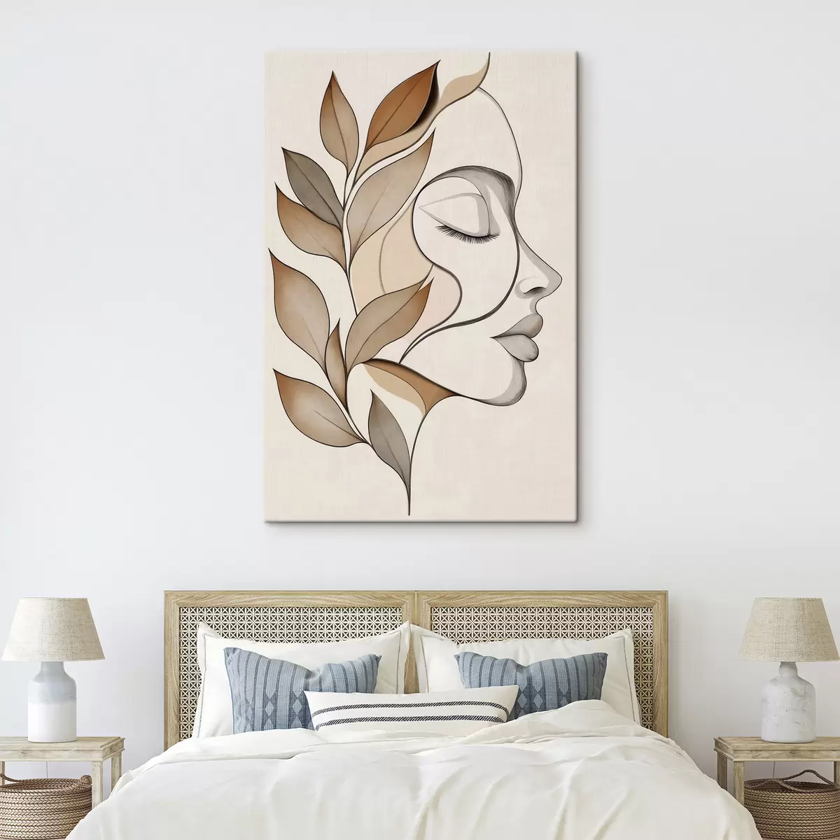 Quadro Profilo di una donna con delle foglie nr. s50997