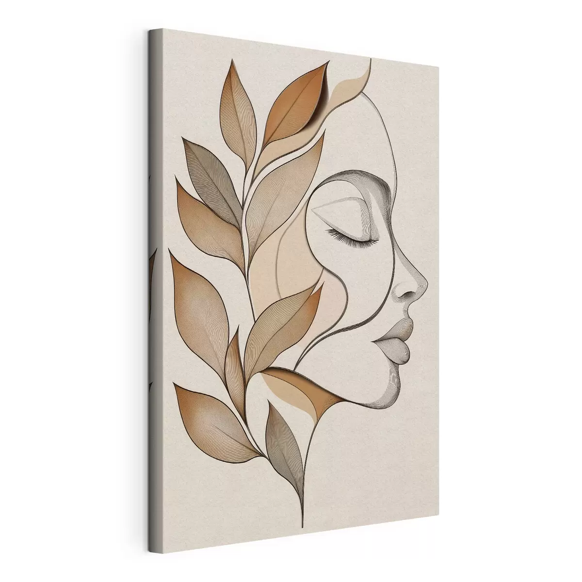 Quadro Profilo di una donna con delle foglie nr. s50997