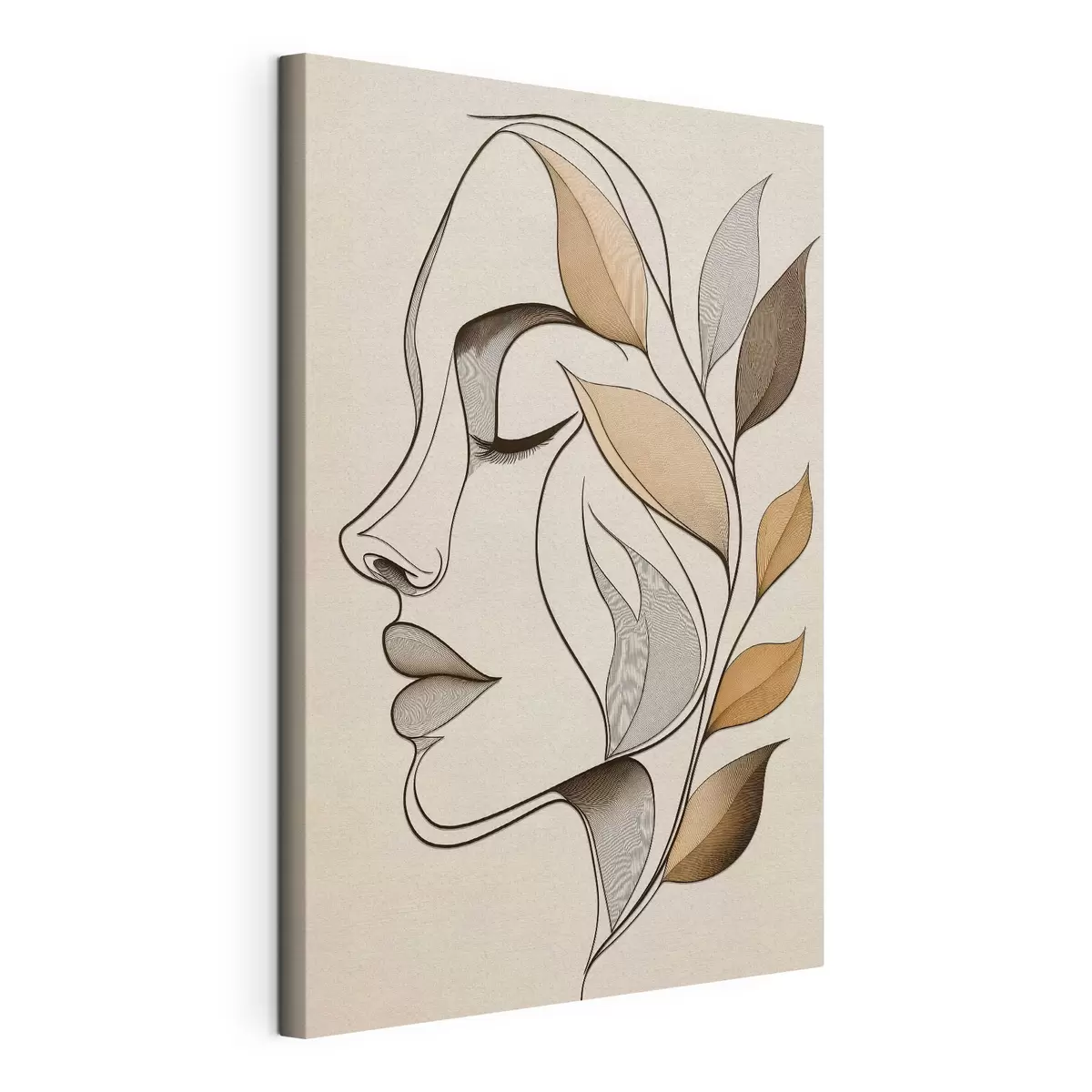 Quadro Profilo di una donna con delle foglie nr. s50998
