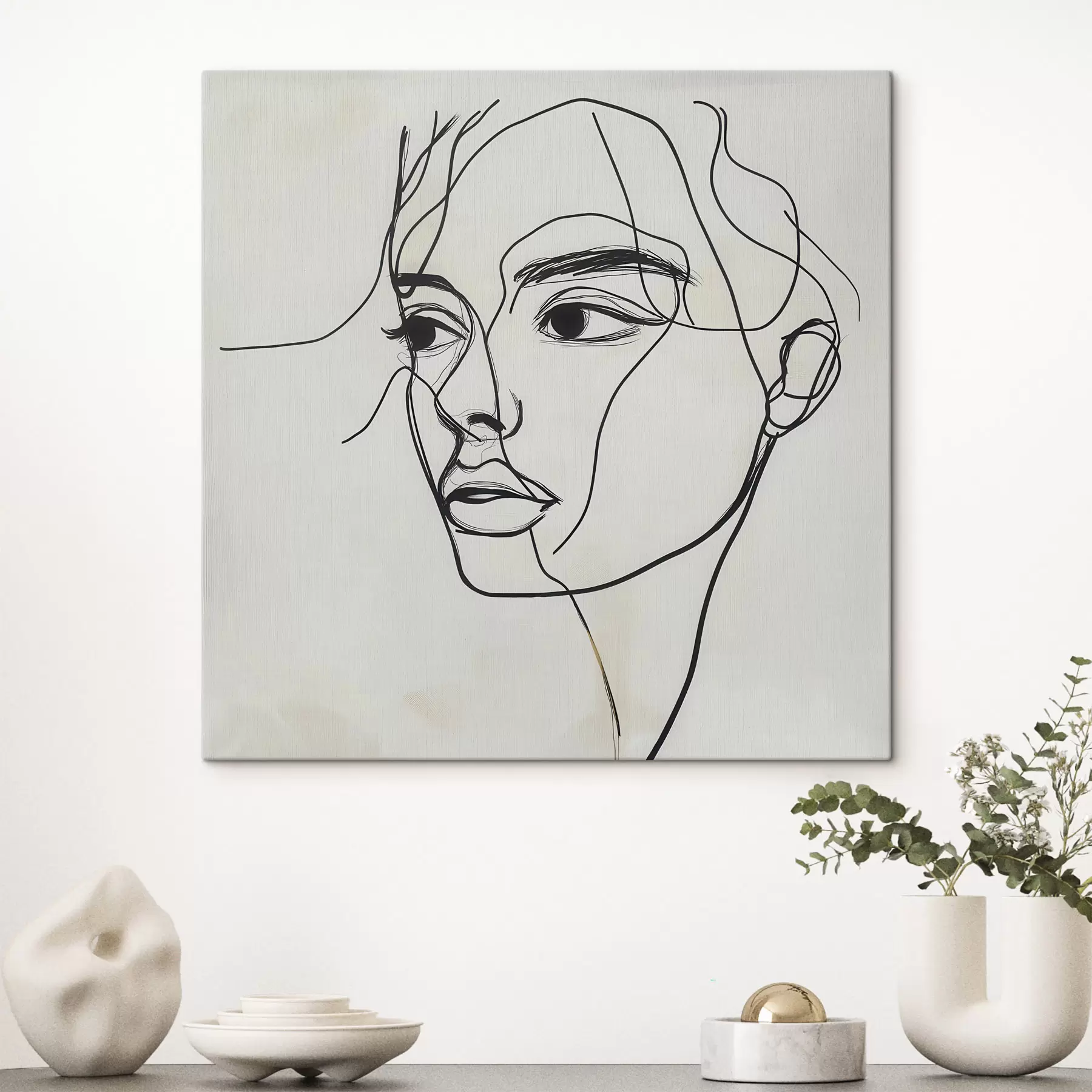 Quadro Ritratto lineare di un volto nr. s51002