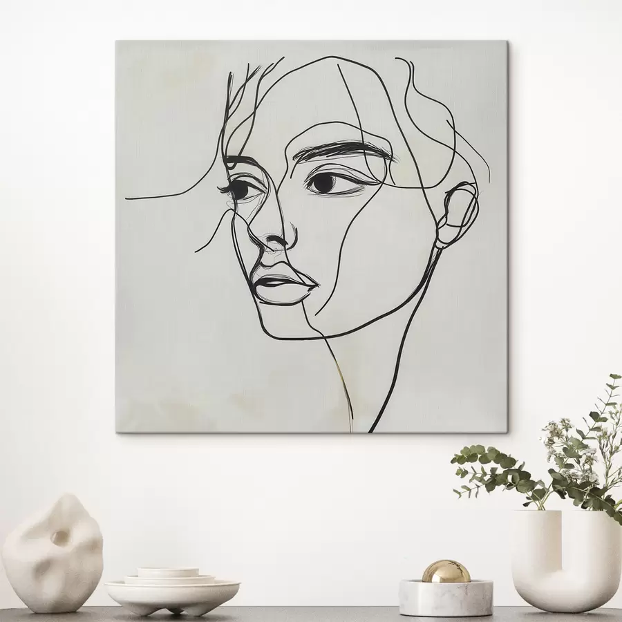 Quadro Ritratto lineare di un volto nr. s51002